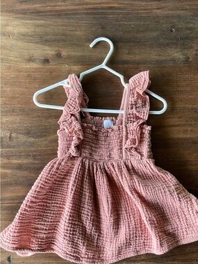 Girls Pink Ruffled Gauze Sundress